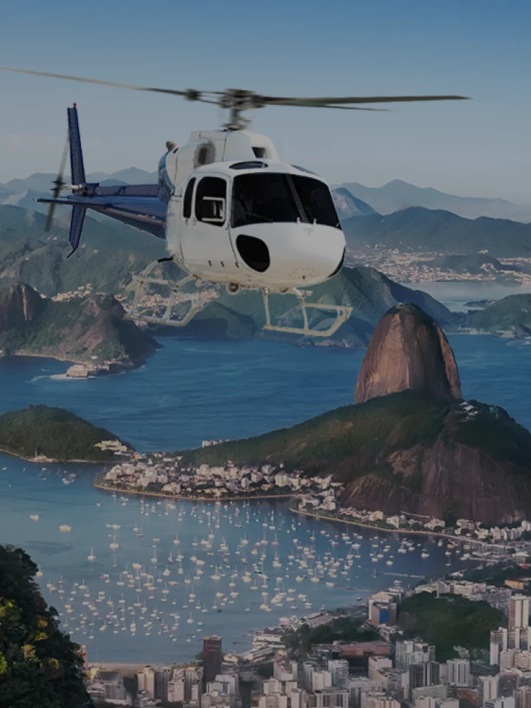 Imagem aérea do Rio de Janeiro em destaque no fundo da página inicial